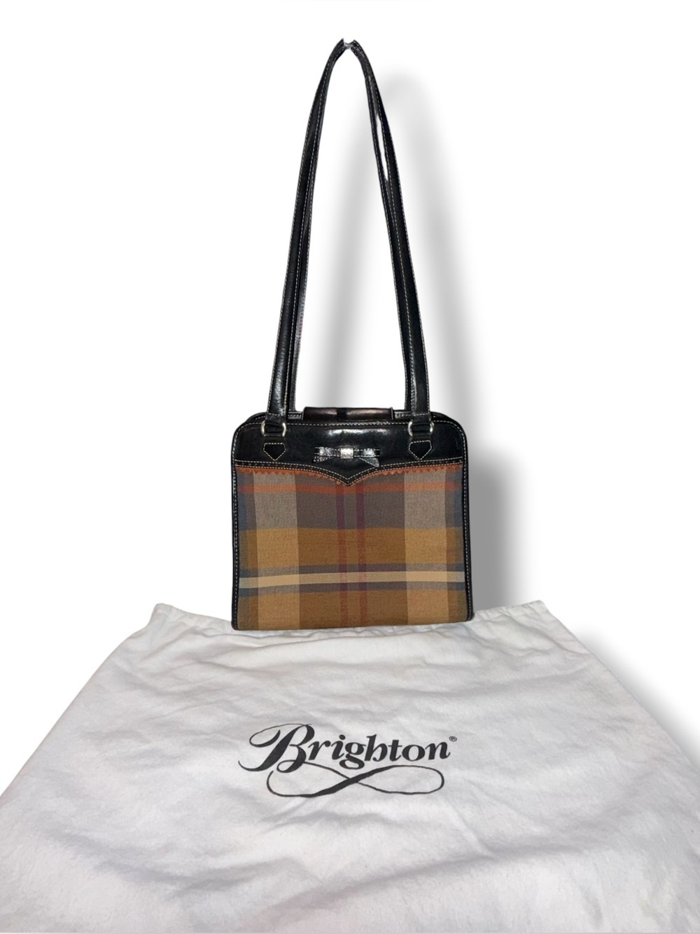 Vintage BRIGHTON  "Emma/Cleo" Style Bow - Classic Plaid/Tartan Shoulder Bag